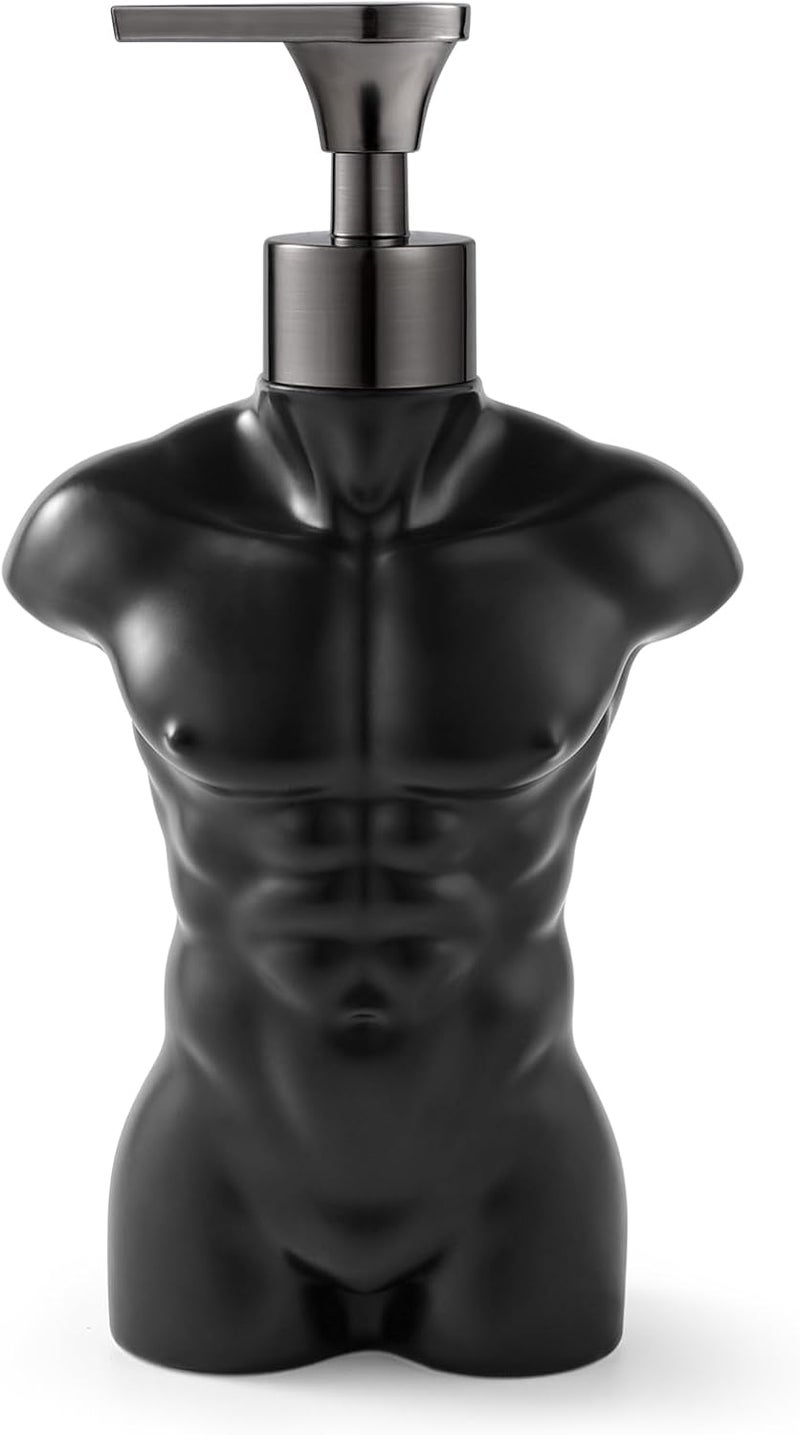 NEWHENGS Ceramic Soap Dispenser Hand Lotion Liquid Dispenser Refillable for Kitchen and Bathroom Decorative (Black Figure) - Image 3
